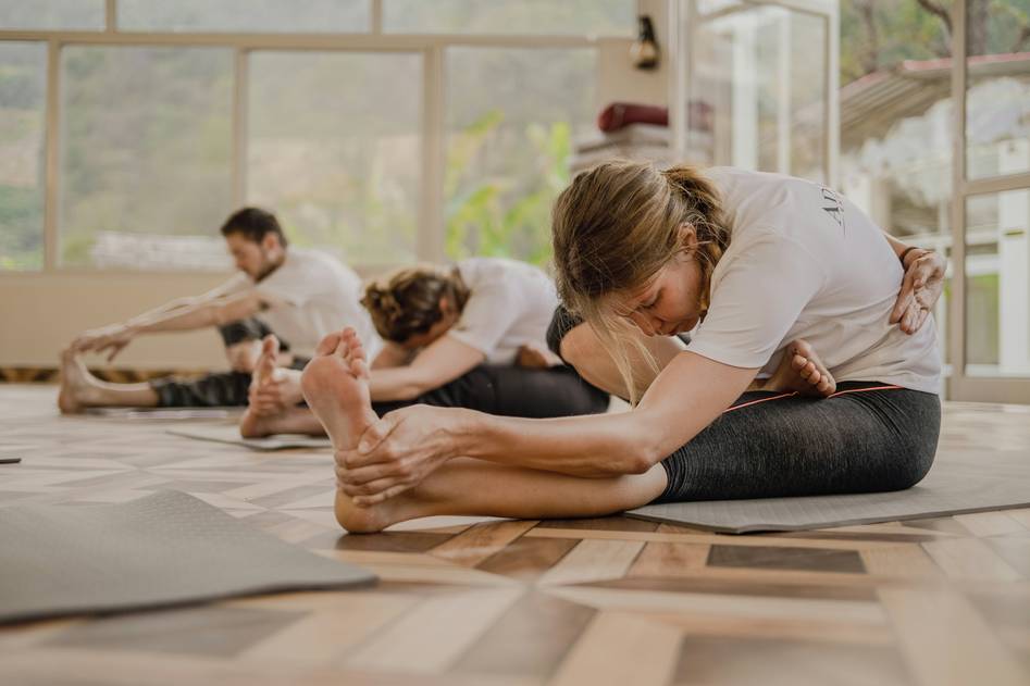 Calm mindfulness meditation scene with soft lighting and natural elements